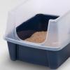 image:imageIRIS USA Open Top Cat Litter Tray with Scatter Shield Sturdy Easy to Clean Open Air Kitty Litter Pan with Tall Spray and Scatter Shield Navy