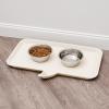 image:imageIRIS USA Waterproof Dog Food Mat Sturdy Plastic 28x 145 Inner Tray Area Extra High Lip for SpillProof NonSlip Rubber Feet Easy Clean for Cat Dog Food Bowls amp Water FountainsWOOF Ivory30L x 20W