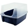 image:imageIRIS USA Open Top Cat Litter Tray with Scatter Shield Sturdy Easy to Clean Open Air Kitty Litter Pan with Tall Spray and Scatter Shield Navy
