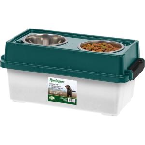 image:imageIRIS Remington 13 Lb 12 Qt Medium Elevated Feeder with Airtight Pet Food Storage Container Dry Food Bin with Removable Stainless Steel Bowls At Home Camping Roadtrip Pet Food Container GreenPearlGreen