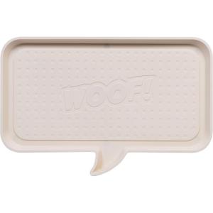 image:imageIRIS USA Waterproof Dog Food Mat Sturdy Plastic 28x 145 Inner Tray Area Extra High Lip for SpillProof NonSlip Rubber Feet Easy Clean for Cat Dog Food Bowls amp Water FountainsWOOF Ivory30L x 20W