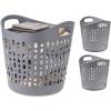 image:imageIRIS USA Plastic Laundry Basket 27L  3 Pack Flexible Clothes Hamper with Ventilation Holes Laundry Room Bedroom Bathroom Apartment Dorm Blankets Pillows Trinkets Organization WhiteGray