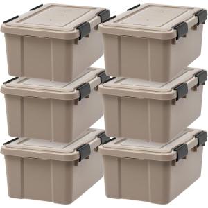 image:imageIRIS USA 4Pack Gasket Box 41 Quart WeatherResistant Storage Bins with Latching LidsHeavyDuty Organizing Containers for Closet Bathroom and Office 19 Qt  6 Pack