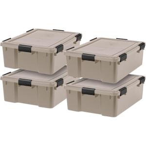 image:imageIRIS USA 4Pack Gasket Box 41 Quart WeatherResistant Storage Bins with Latching LidsHeavyDuty Organizing Containers for Closet Bathroom and Office 41 Qt  4 Pack