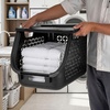 image:imageIRIS USA Laundry Basket Hamper 40L  3 Pack Stackable Plastic Clothes Sorter Bin with Lids Open Front BuiltIn Handles Dorm Bedroom Laundry Room BlackBlack