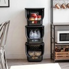 image:imageIRIS USA Laundry Basket Hamper 40L  3 Pack Stackable Plastic Clothes Sorter Bin with Lids Open Front BuiltIn Handles Dorm Bedroom Laundry Room BlackBlack