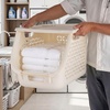image:imageIRIS USA Laundry Basket Hamper 40L  3 Pack Stackable Plastic Clothes Sorter Bin with Lids Open Front BuiltIn Handles Dorm Bedroom Laundry Room BlackOff White