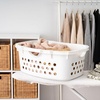 image:imageIRIS USA Plastic Laundry Basket 15 Bushel 50L Large Clothes Hamper with Ventilation Holes BuiltIn Handles amp Hip Hold Laundry Organizer for Bedroom Bathroom Dorm Sage GreenWhite