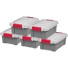 image:imageIRIS USA 4 Pack TrailBox 8 Gallon Lockable Storage Trunk Box Truck Bed Bin HeavyDuty Containers Camping Gear Adventure Chest  Dark GrayGrayGray
