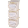 image:imageIRIS USA Laundry Basket Hamper 40L  3 Pack Stackable Plastic Clothes Sorter Bin with Lids Open Front BuiltIn Handles Dorm Bedroom Laundry Room BlackOff White