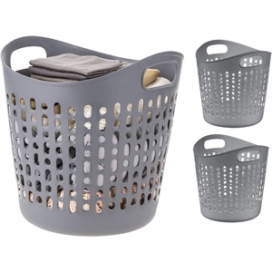 image:imageIRIS USA Plastic Laundry Basket 15 Bushel 50L Large Clothes Hamper with Ventilation Holes BuiltIn Handles amp Hip Hold Laundry Organizer for Bedroom Bathroom Dorm Sage GreenGray