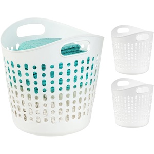 image:imageIRIS USA Plastic Laundry Basket 15 Bushel 50L Large Clothes Hamper with Ventilation Holes BuiltIn Handles amp Hip Hold Laundry Organizer for Bedroom Bathroom Dorm Sage GreenWhite