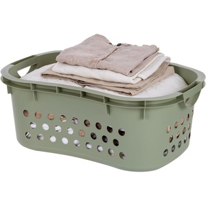 image:imageIRIS USA Plastic Laundry Basket 15 Bushel 50L Large Clothes Hamper with Ventilation Holes BuiltIn Handles amp Hip Hold Laundry Organizer for Bedroom Bathroom Dorm Sage GreenSage Green