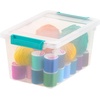 image:imageIRIS USA 1 Qt Craft Storage Bins with Lids 6Pack Made in USA Clip Box Small Plastic Sensory Bin Tote Organizer Containers for Art Supplies Paper amp Office Stackable  ClearSeafoam Blue4 Qt  6 Pack