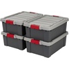 image:imageIRIS USA 12 Gallon Lockable Storage Totes with Lids 4 Pack  Gray HeavyDuty Durable Stackable Containers Large Garage Organizing Bins Moving Tubs Rugged Sturdy Equipment Utility Tool BoxGray