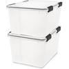 image:imageIRIS USA 4 Pack WeatherPro Stackable Storage Tote Bins Plastic Gasket Box with Tight Latching Lids and Seal 47 Quart ClearBlack
