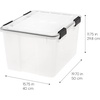 image:imageIRIS USA 4 Pack WeatherPro Stackable Storage Tote Bins Plastic Gasket Box with Tight Latching Lids and Seal 47 Quart ClearBlack