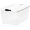 image:imageIRIS USA 72 Qt Stackable Plastic Storage Bins with Lids 8 Pack  BPAFree Made in USA  SeeThrough Organizing Solution Latches Durable Nestable Containers Secure Pull Handle  ClearWhite4 Pack