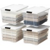 image:imageIRIS USA 72 Qt Stackable Plastic Storage Bins with Lids 8 Pack  BPAFree Made in USA  SeeThrough Organizing Solution Latches Durable Nestable Containers Secure Pull Handle  ClearWhite4 Pack