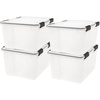 image:imageIRIS USA 4 Pack WeatherPro Stackable Storage Tote Bins Plastic Gasket Box with Tight Latching Lids and Seal 47 Quart ClearBlack
