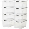 image:imageIRIS USA 72 Qt Stackable Plastic Storage Bins with Lids 8 Pack  BPAFree Made in USA  SeeThrough Organizing Solution Latches Durable Nestable Containers Secure Pull Handle  ClearWhite8 Pack