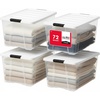 image:imageIRIS USA 72 Qt Stackable Plastic Storage Bins with Lids 8 Pack  BPAFree Made in USA  SeeThrough Organizing Solution Latches Durable Nestable Containers Secure Pull Handle  ClearWhite4 Pack