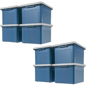 image:imageIRIS USA 8 Pack File Box Plastic Organizer with Latching Lid for LetterLegal Files BPAFree Stackable Document Storage Bin Tote NavyGray 35 Qt