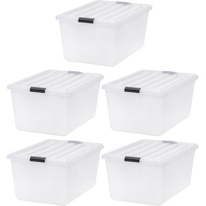 image:imageIRIS USA 8Pack Plastic Storage Bins with Lids 7 Quart Clear Stackable Small Storage Containers Latching Organizer Tote for Pantry Classroom Closet Crafts Hobby Office amp Home OrganizationBlack