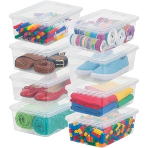 image:imageIRIS USA 8Pack Plastic Storage Bins with Lids 7 Quart Clear Stackable Small Storage Containers Latching Organizer Tote for Pantry Classroom Closet Crafts Hobby Office amp Home OrganizationClear