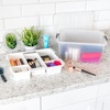 image:imageIRIS USA 18 QT Clear Storage Organizer with Removable Dividers Stackable Plastic Storage Box with Lid Modular Container for Crafts Tools Office amp Pantry Organization18 Qt