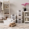 image:imageIRIS USA 18 QT Clear Storage Organizer with Removable Dividers Stackable Plastic Storage Box with Lid Modular Container for Crafts Tools Office amp Pantry Organization32 Qt