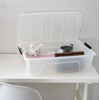 image:imageIRIS USA 18 QT Clear Storage Organizer with Removable Dividers Stackable Plastic Storage Box with Lid Modular Container for Crafts Tools Office amp Pantry Organization27 Qt