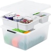 image:imageIRIS USA 18 QT Clear Storage Organizer with Removable Dividers Stackable Plastic Storage Box with Lid Modular Container for Crafts Tools Office amp Pantry Organization18 Qt