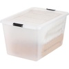 image:imageIRIS USA 18 QT Clear Storage Organizer with Removable Dividers Stackable Plastic Storage Box with Lid Modular Container for Crafts Tools Office amp Pantry Organization55 Qt
