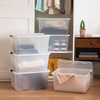 image:imageIRIS USA 18 QT Clear Storage Organizer with Removable Dividers Stackable Plastic Storage Box with Lid Modular Container for Crafts Tools Office amp Pantry Organization325 Qt