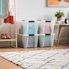 image:imageIRIS USA 18 QT Clear Storage Organizer with Removable Dividers Stackable Plastic Storage Box with Lid Modular Container for Crafts Tools Office amp Pantry Organization40 Qt