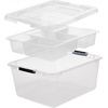 image:imageIRIS USA 18 QT Clear Storage Organizer with Removable Dividers Stackable Plastic Storage Box with Lid Modular Container for Crafts Tools Office amp Pantry Organization18 Qt