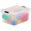 image:imageIRIS USA 18 QT Clear Storage Organizer with Removable Dividers Stackable Plastic Storage Box with Lid Modular Container for Crafts Tools Office amp Pantry Organization325 Qt