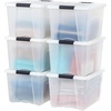 image:imageIRIS USA 18 QT Clear Storage Organizer with Removable Dividers Stackable Plastic Storage Box with Lid Modular Container for Crafts Tools Office amp Pantry Organization40 Qt