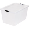 image:imageIRIS USA 18 QT Clear Storage Organizer with Removable Dividers Stackable Plastic Storage Box with Lid Modular Container for Crafts Tools Office amp Pantry Organization55 Qt