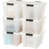 image:imageIRIS USA 18 QT Clear Storage Organizer with Removable Dividers Stackable Plastic Storage Box with Lid Modular Container for Crafts Tools Office amp Pantry Organization32 Qt