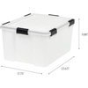 image:imageIRIS USA 8 Pack WeatherPro 628 Quart Stackable Storage Tote Bins Plastic Gasket Box with Tight Latching Lids and Seal ClearBlack4 Pack
