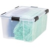 image:imageIRIS USA 8 Pack WeatherPro 628 Quart Stackable Storage Tote Bins Plastic Gasket Box with Tight Latching Lids and Seal ClearBlack8 Pack