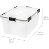 image:imageIRIS USA 8 Pack WeatherPro 628 Quart Stackable Storage Tote Bins Plastic Gasket Box with Tight Latching Lids and Seal ClearBlack8 Pack