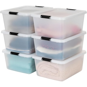image:imageIRIS USA 18 QT Clear Storage Organizer with Removable Dividers Stackable Plastic Storage Box with Lid Modular Container for Crafts Tools Office amp Pantry Organization18 Qt
