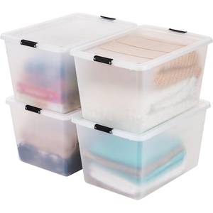 image:imageIRIS USA 18 QT Clear Storage Organizer with Removable Dividers Stackable Plastic Storage Box with Lid Modular Container for Crafts Tools Office amp Pantry Organization55 Qt