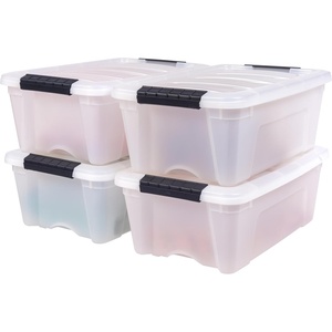 image:imageIRIS USA 18 QT Clear Storage Organizer with Removable Dividers Stackable Plastic Storage Box with Lid Modular Container for Crafts Tools Office amp Pantry Organization13 Qt
