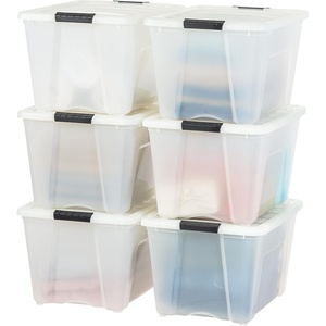 image:imageIRIS USA 18 QT Clear Storage Organizer with Removable Dividers Stackable Plastic Storage Box with Lid Modular Container for Crafts Tools Office amp Pantry Organization54 Qt