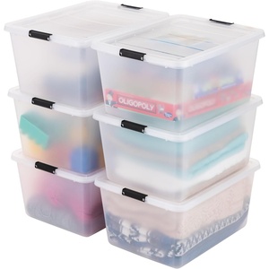image:imageIRIS USA 18 QT Clear Storage Organizer with Removable Dividers Stackable Plastic Storage Box with Lid Modular Container for Crafts Tools Office amp Pantry Organization325 Qt