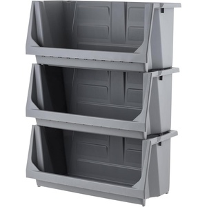 image:imageIRIS USA Open Front Storage Bins Jumbo Stackable Storage Bins 3 Pack  Heavyduty interlocking bins provide openfront access for garage tools hardware sporting goods and workshop storageJumbo  3 Pack